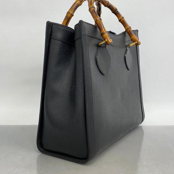 GUCCI Tote Bag Bamboo 002 115 0260 Leather Black Women's - Picture 2 of 10